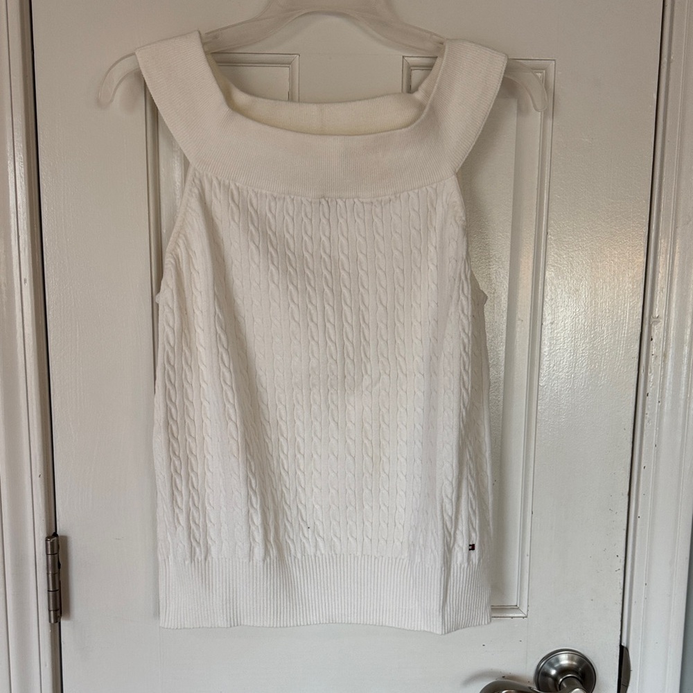 Tommy Hilfiger White Cable Knit Tank Top